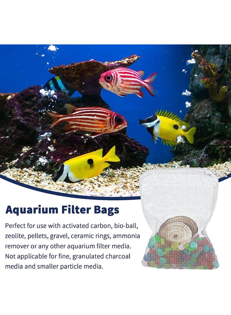 20 Pieces Aquarium Filter Media Bags Fish Tank Filter Bag White Net Bag Fine Mesh Filter Bag with Zipper for Activated Carbon Biospheres Ceramic Rings Fresh or Saltwater Tanks - Image 5